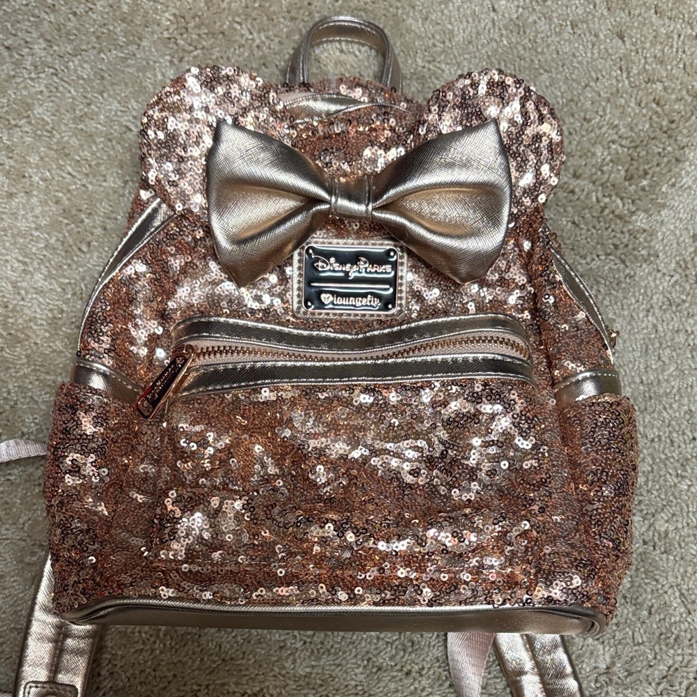 Loungefly Glittering Sequin Backpack - Metallic Rose